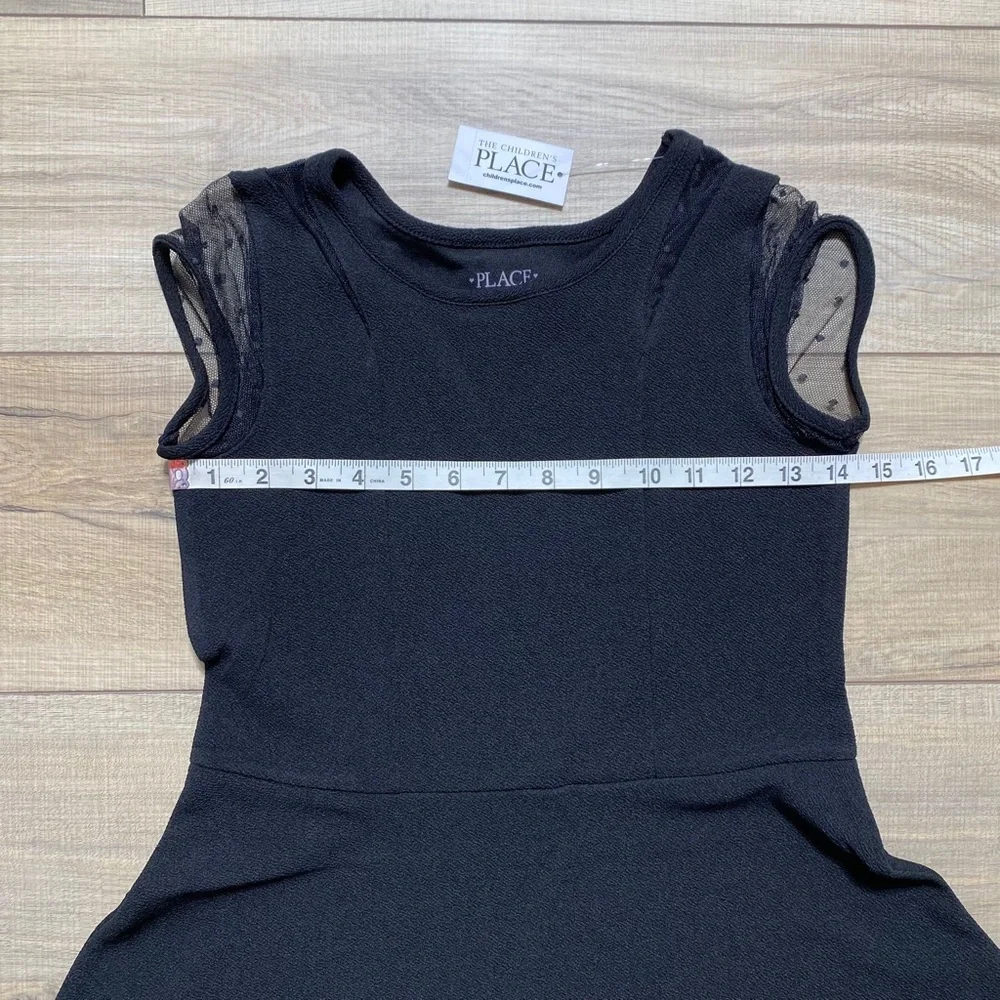 The Children’s‎ Place Jacquard Mesh Sleeve Skater Dress Size L 10/12 Black